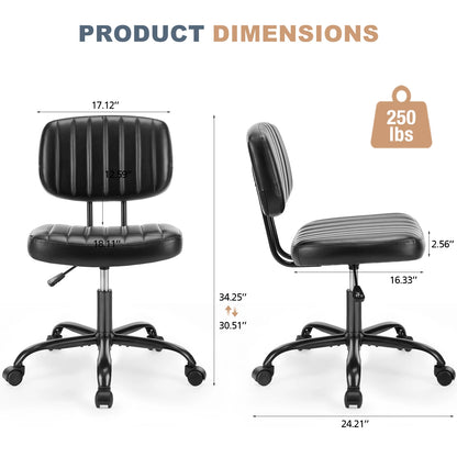 Armless Office Desk Chair Lumbar Support
