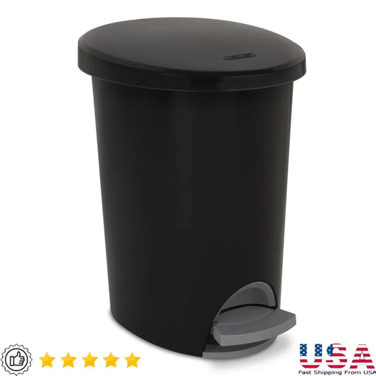 Hands-Free 2.6 Gallon Step-On Plastic Trash Can
