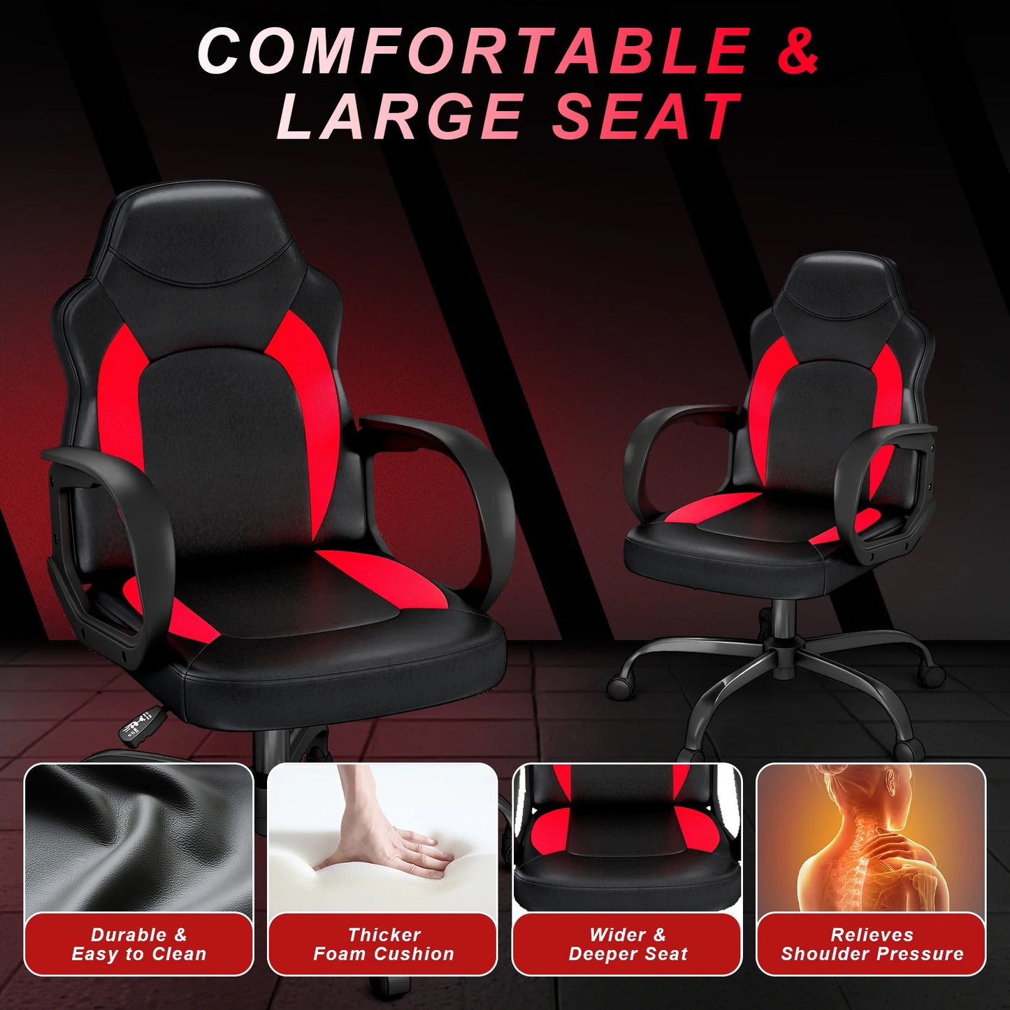 Ergonomic Swivel Gaming Chair with PU Leather