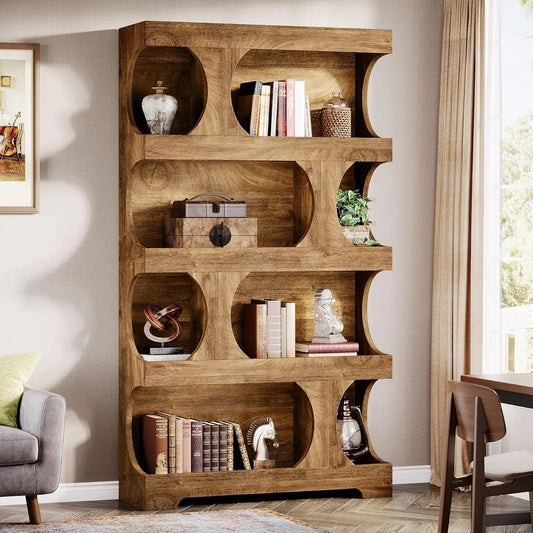 Modern Asymmetrical Bookshelf, Freestanding Display Shelf