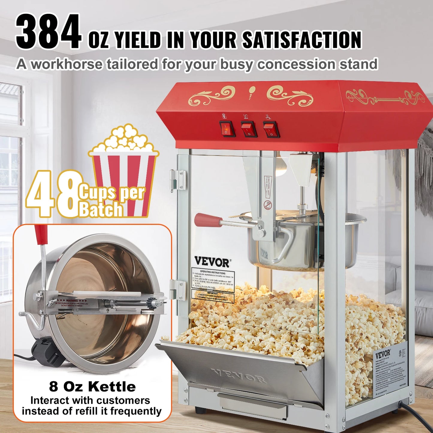 Electric Popcorn Maker  with Scoop Spoon
