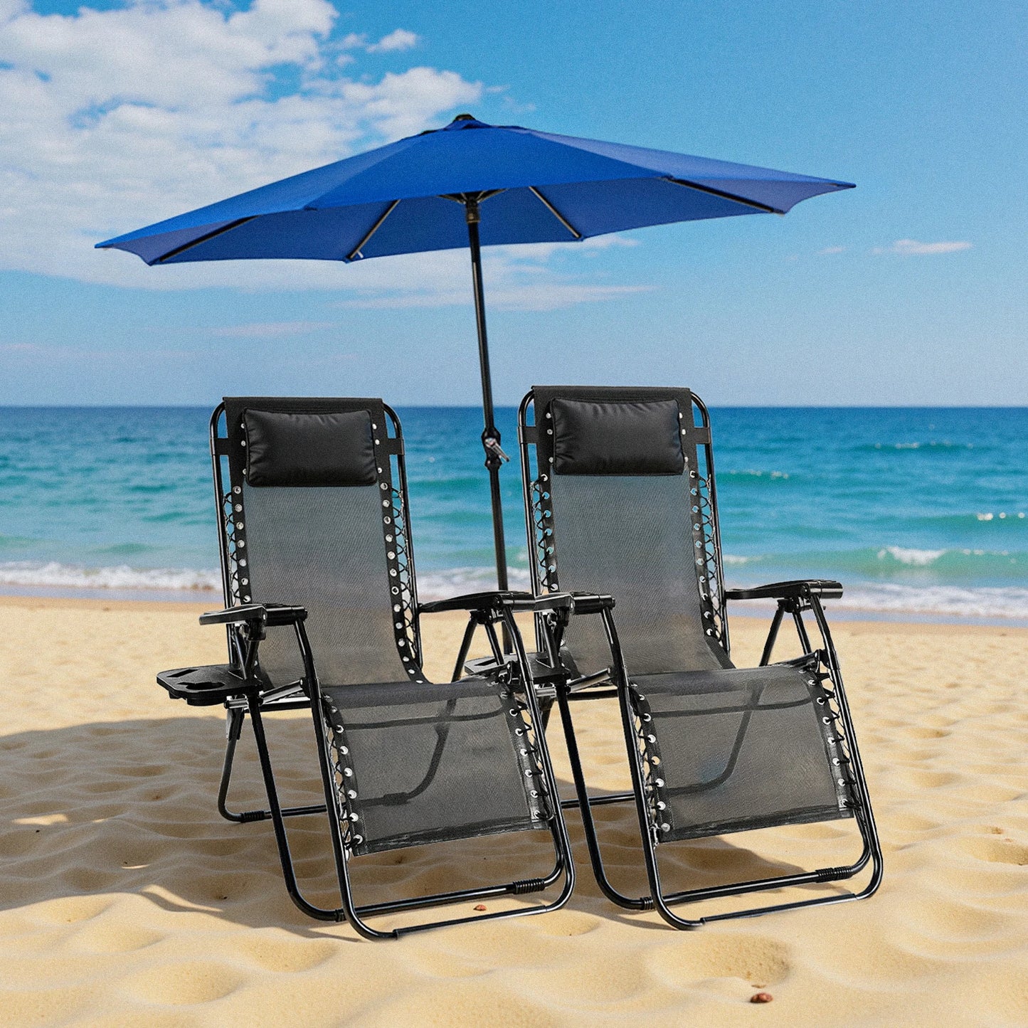 Portable Recliner Chair with Cup Holder&Pillow