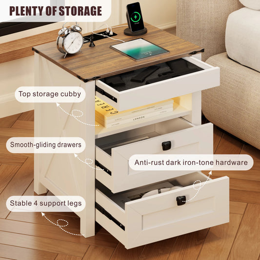 LED Nightstand with Gun Drawer & Invisible Lock