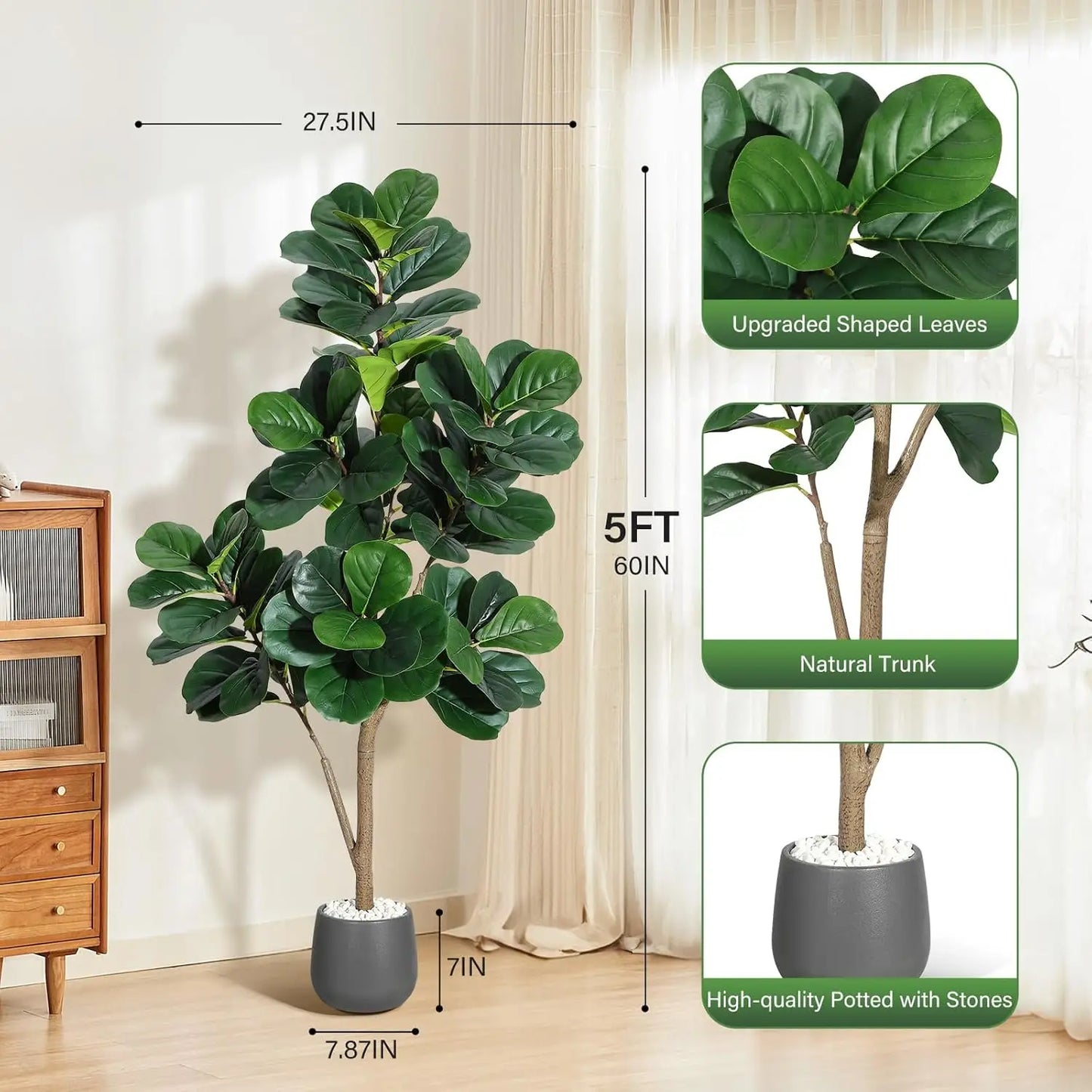 Fiddle Leaf Fig Tree Artificial with Leaves