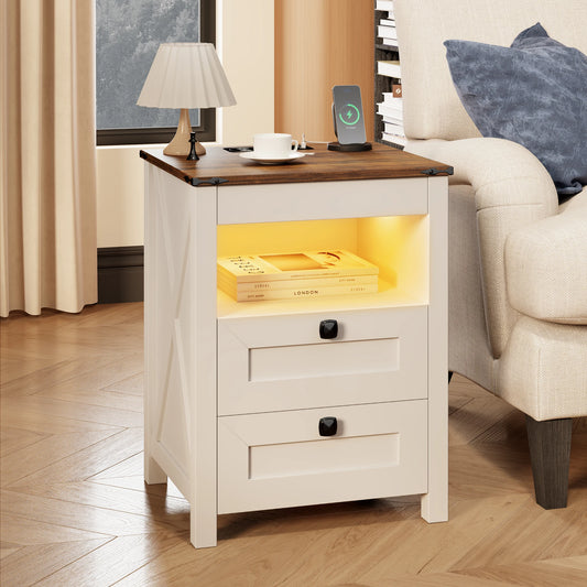 LED Nightstand with Gun Drawer & Invisible Lock
