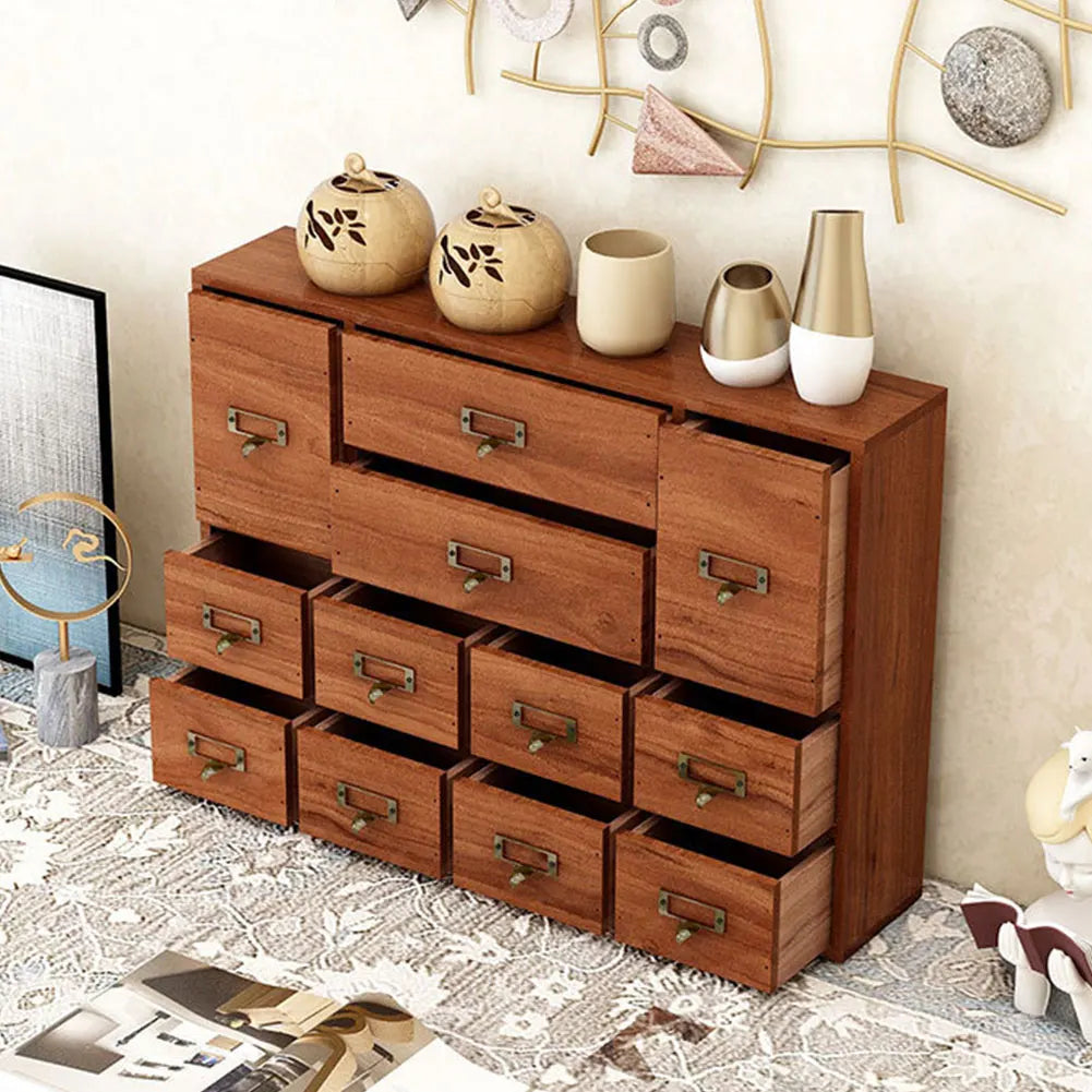 12 Drawer Wooden Apothecary Cabinet