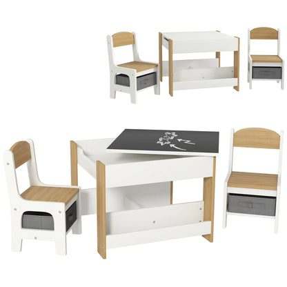 Wooden Kids Table and Chair Set with Blackboard