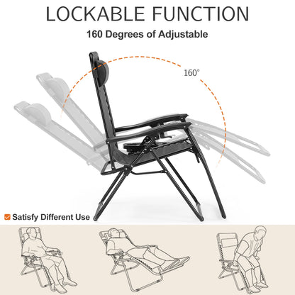 Portable Recliner Chair with Cup Holder&Pillow