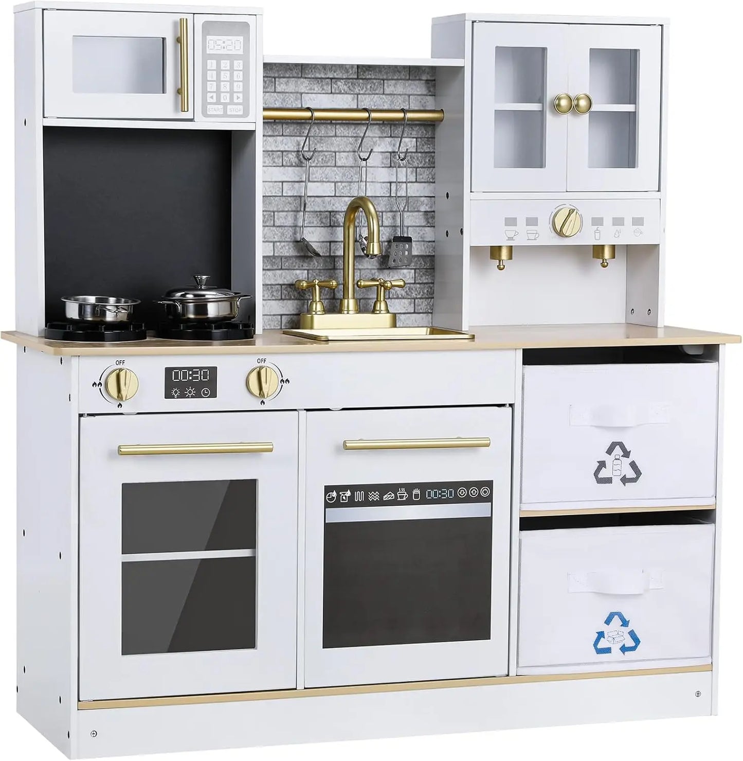 Kids Upright Wooden Kitchen Toy Playset