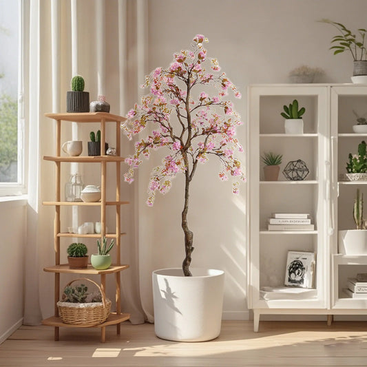 Realistic Potted Silk Begonia Flower Tree