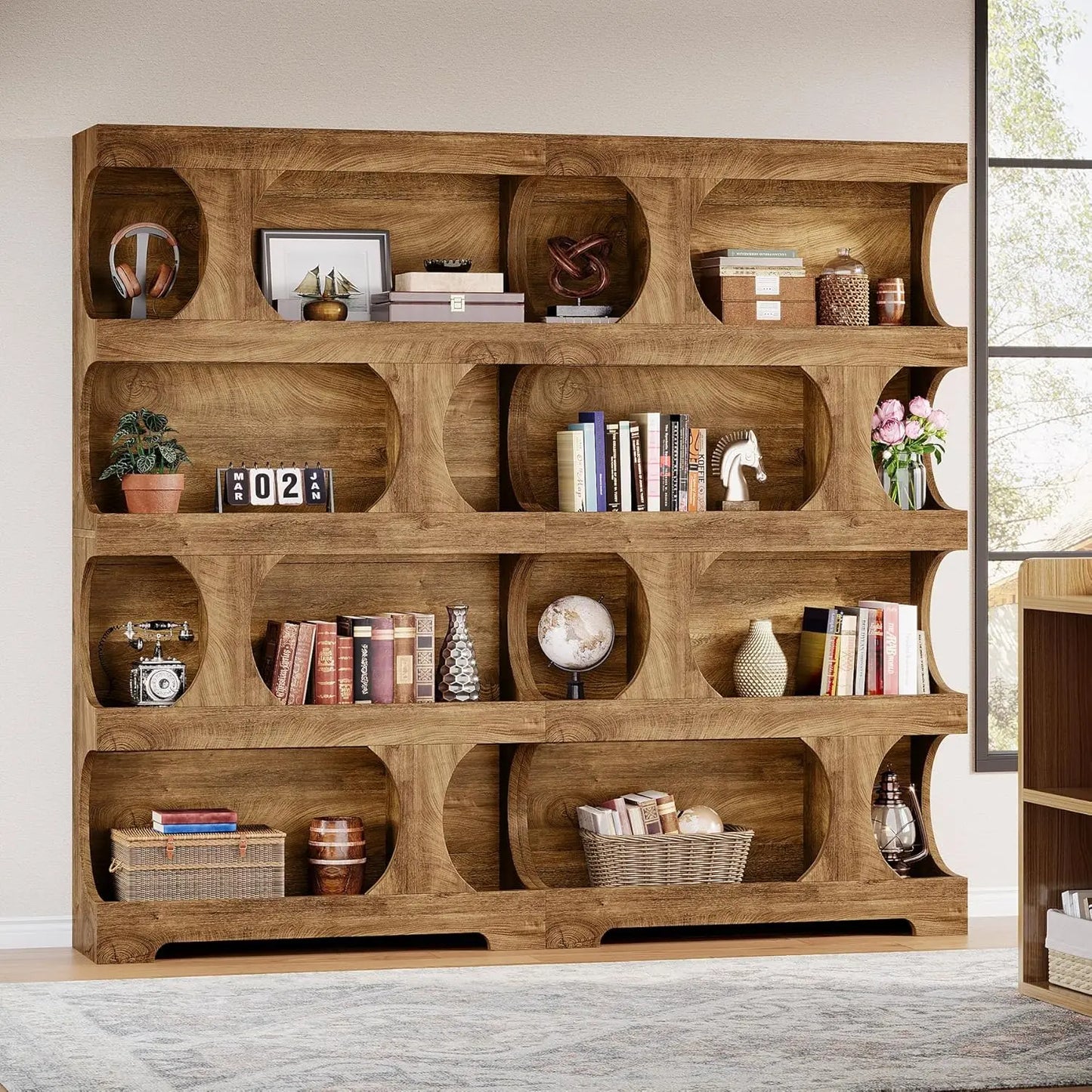 Modern Asymmetrical Bookshelf, Freestanding Display Shelf