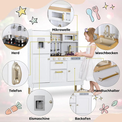 Kids Upright Wooden Kitchen Toy Playset
