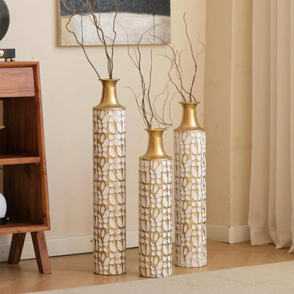 Gold Metal Vase Set of 3