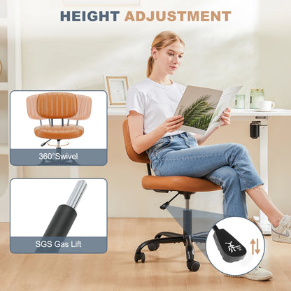 Armless Office Desk Chair Lumbar Support