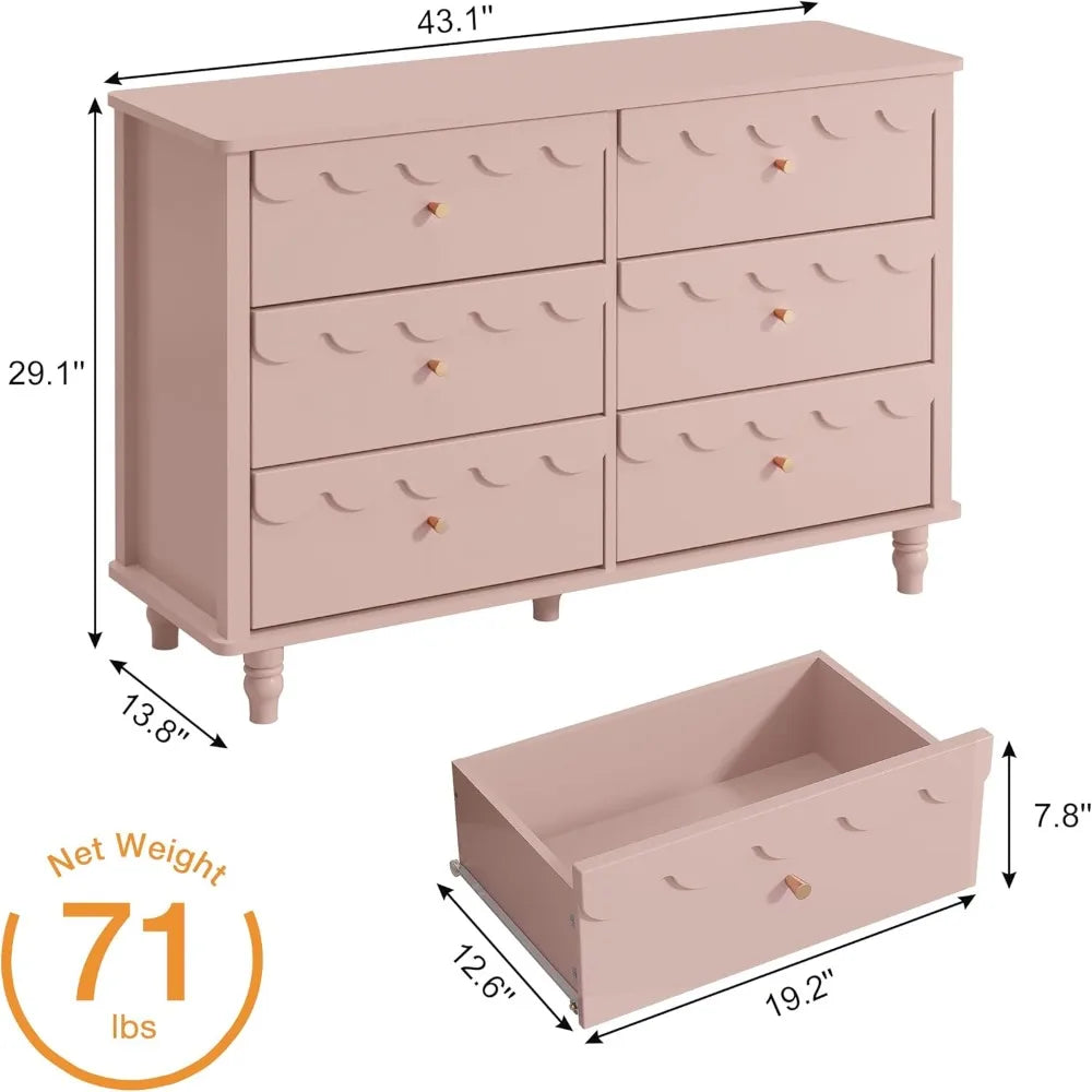 Girls Scalloped Organizer Storage with Drawers
