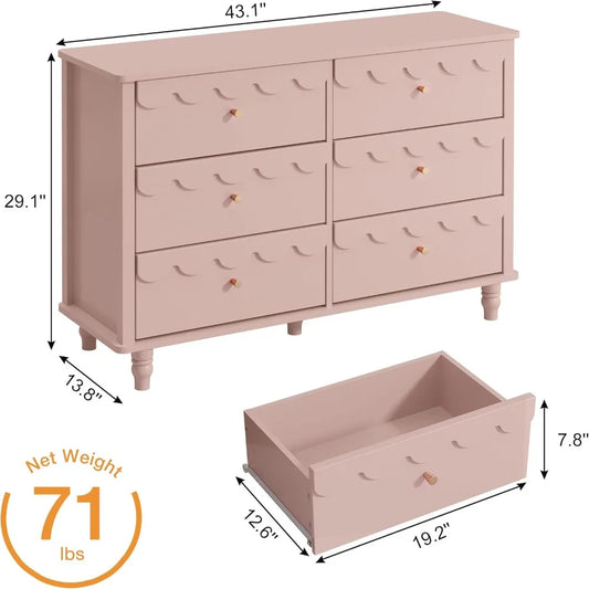 Girls Scalloped Organizer Storage with Drawers