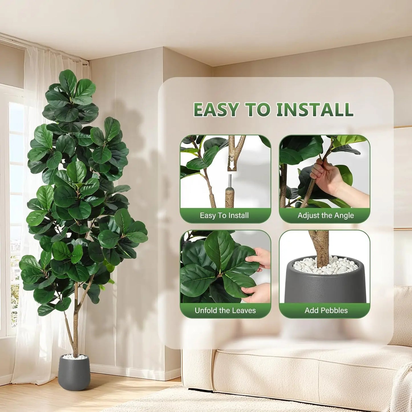 Fiddle Leaf Fig Tree Artificial with Leaves