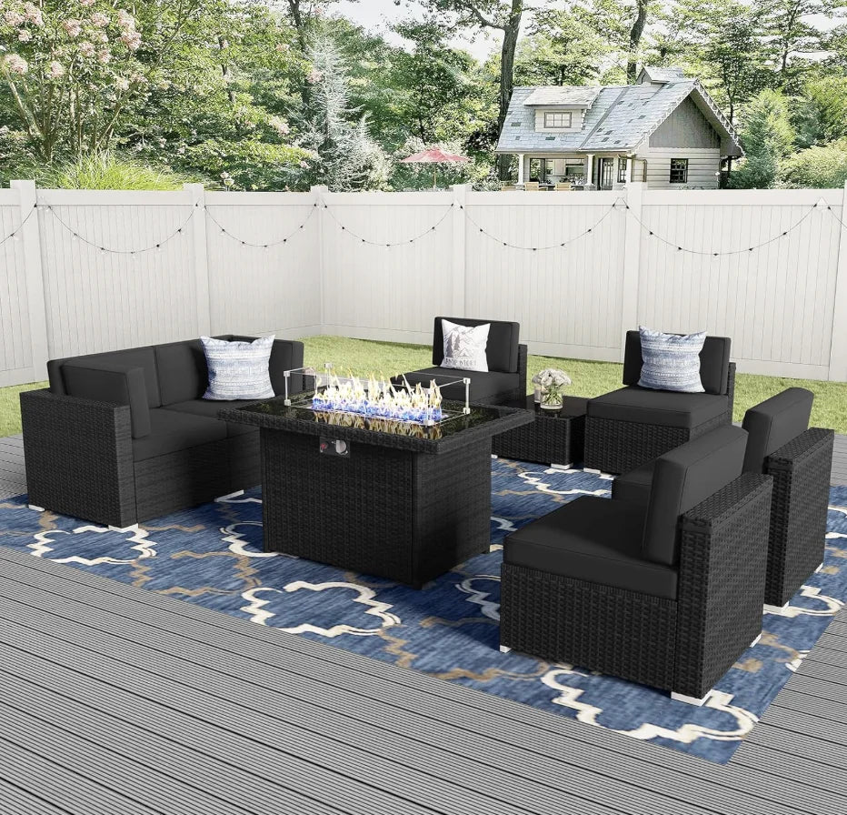 Patio Furniture Set with 44" Propane Gas Fire Pit Table