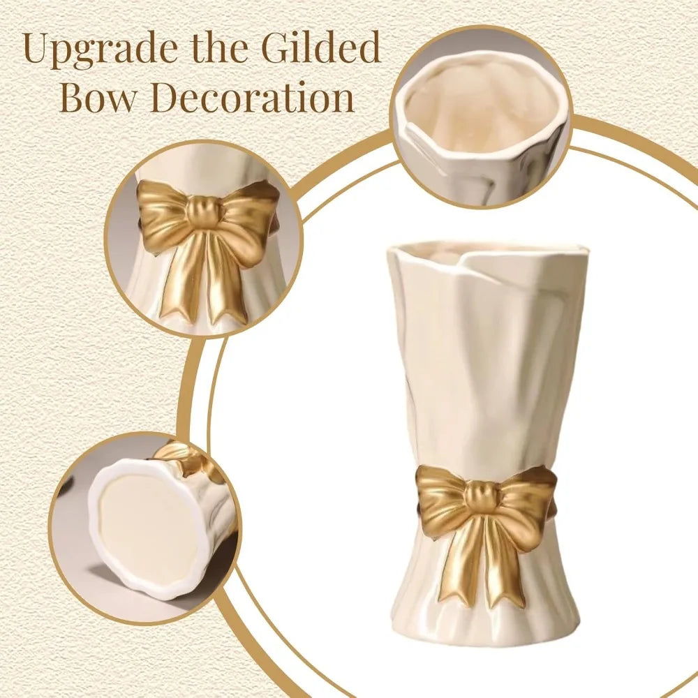 Ceramic White Bow Vase
