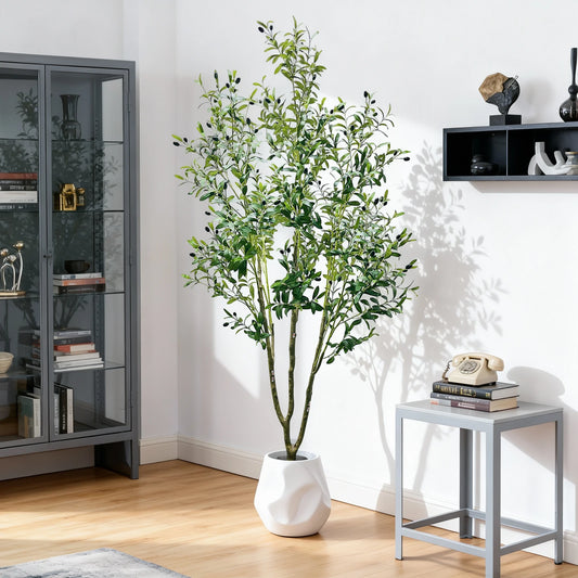 Olive Plant in Pot with Realistic Leaves & Fruits
