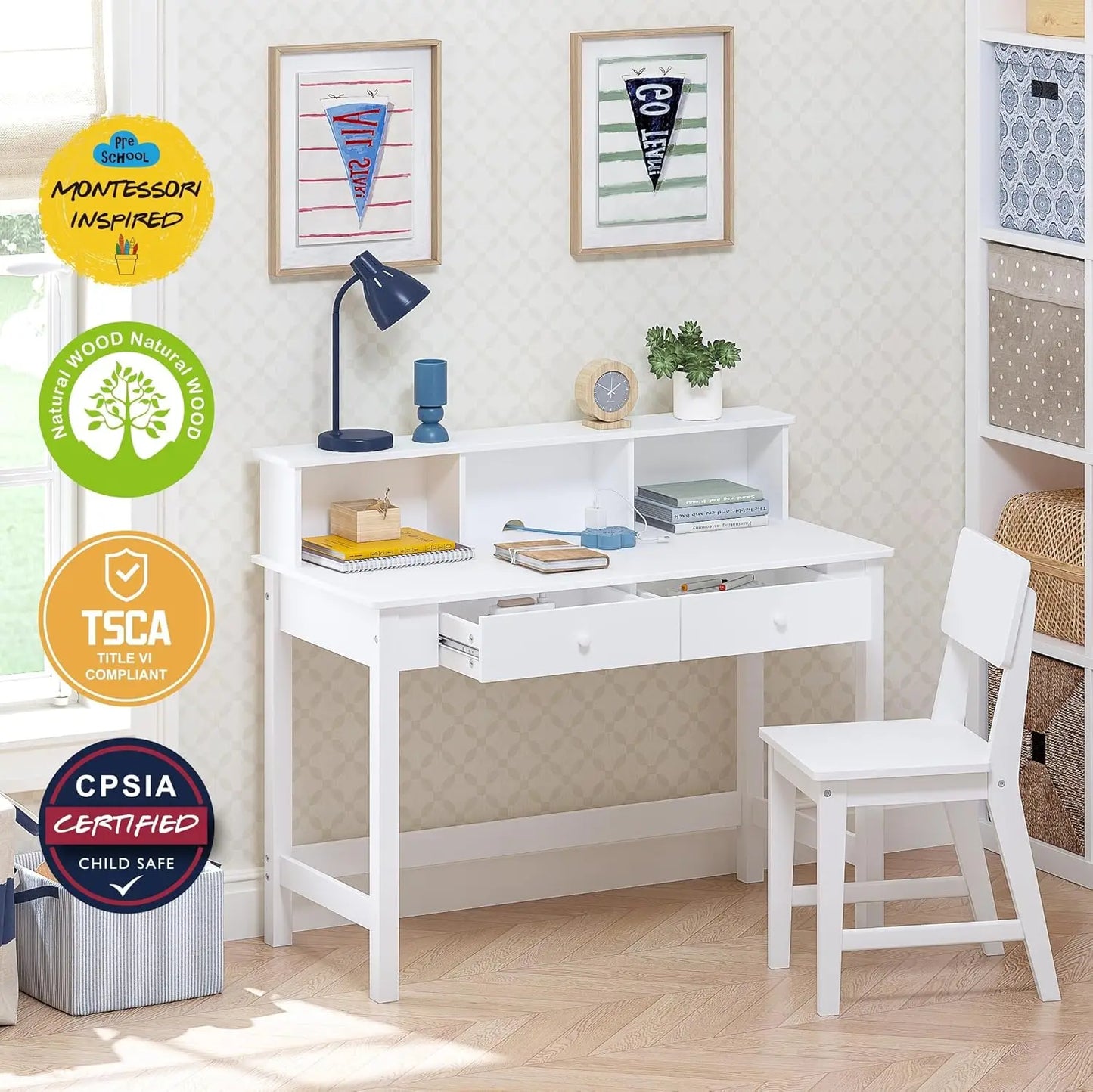 Kids Wooden Study Desk and Chair