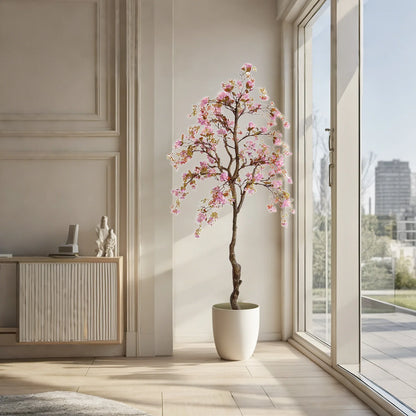 Realistic Potted Silk Begonia Flower Tree