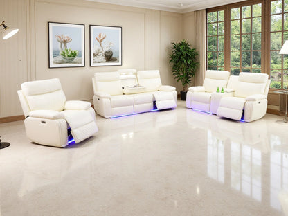 3PCS Leather Power Recliner Sofa with Cup Holder