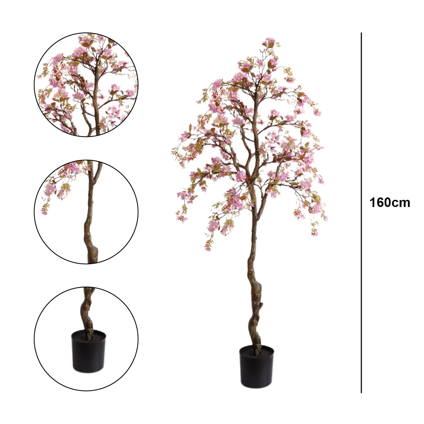 Realistic Potted Silk Begonia Flower Tree