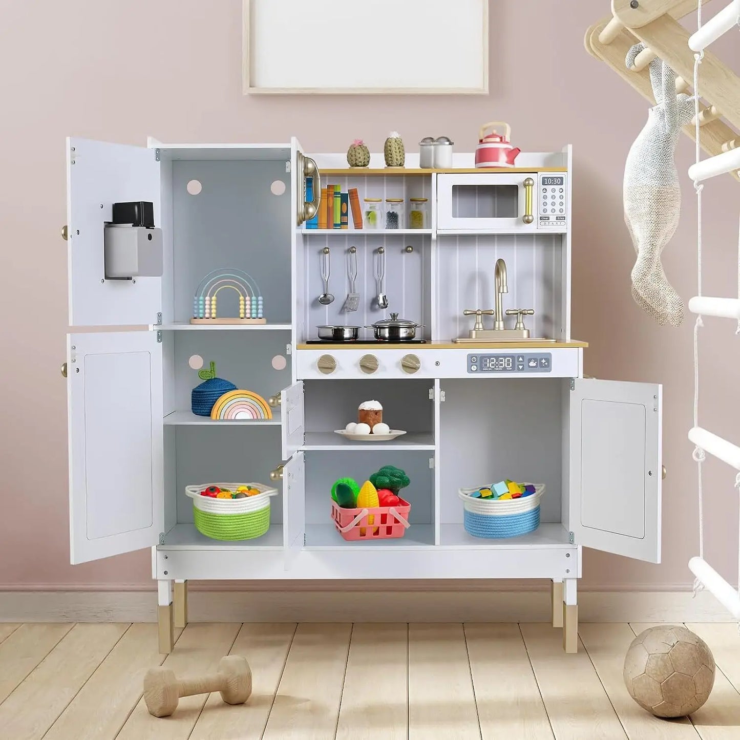 Kids Upright Wooden Kitchen Toy Playset