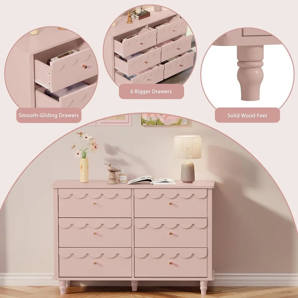 Girls Scalloped Organizer Storage with Drawers