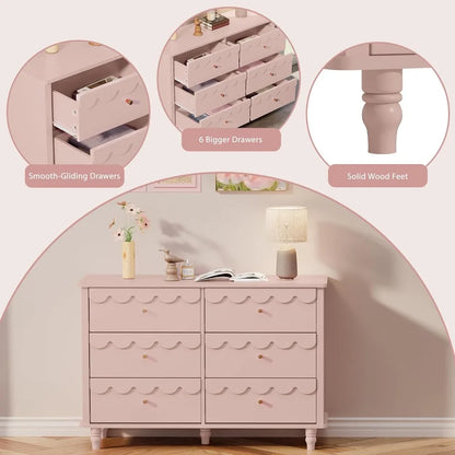 Girls Scalloped Organizer Storage with Drawers