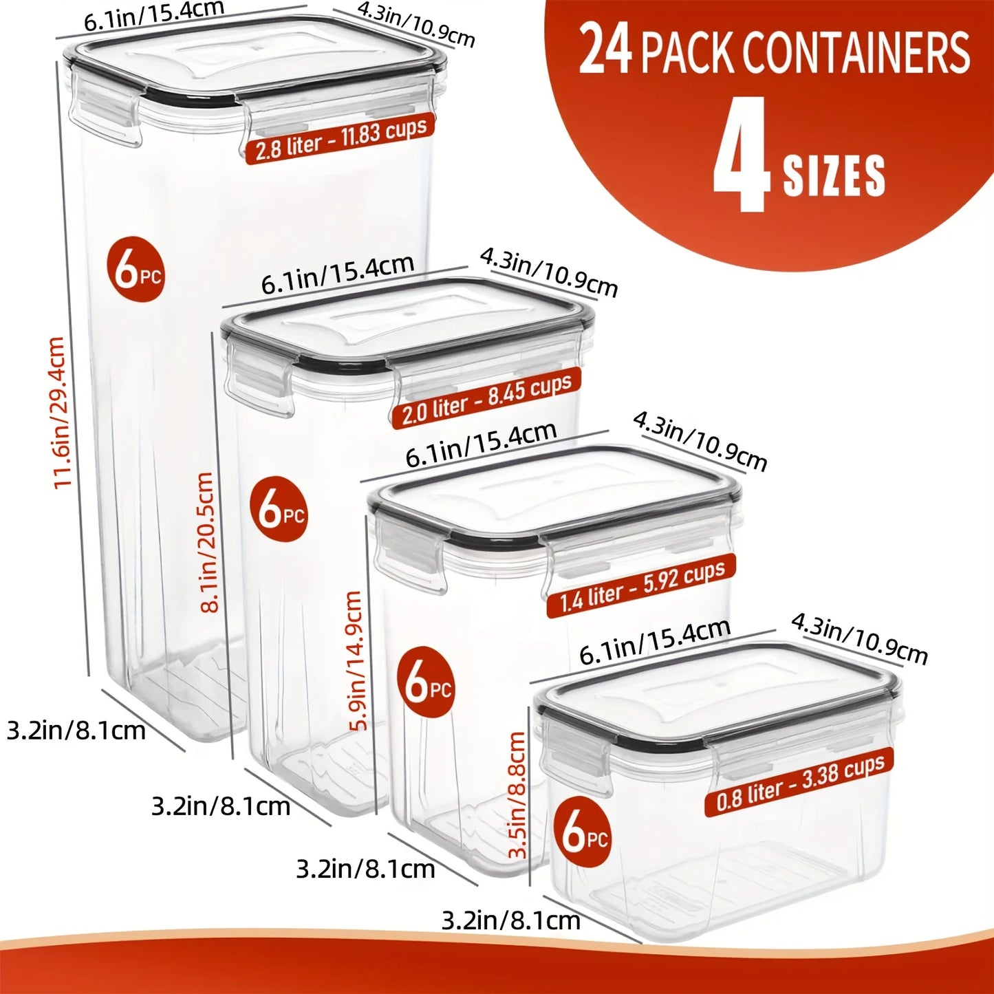24Piece Airtight Food Storage Containers With 40 Labels
