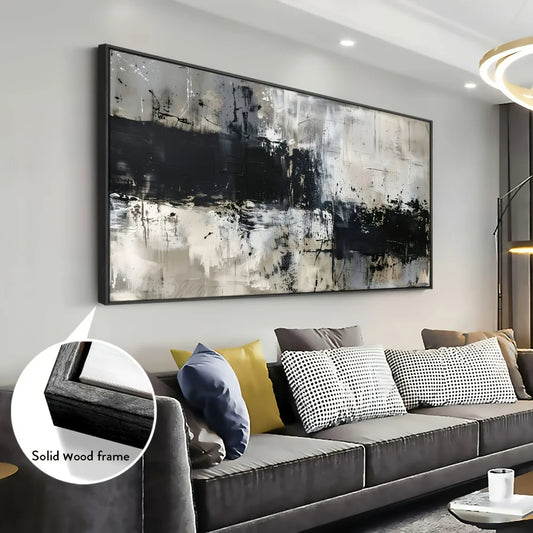 Abstract Canvas Mural, Black and Gray