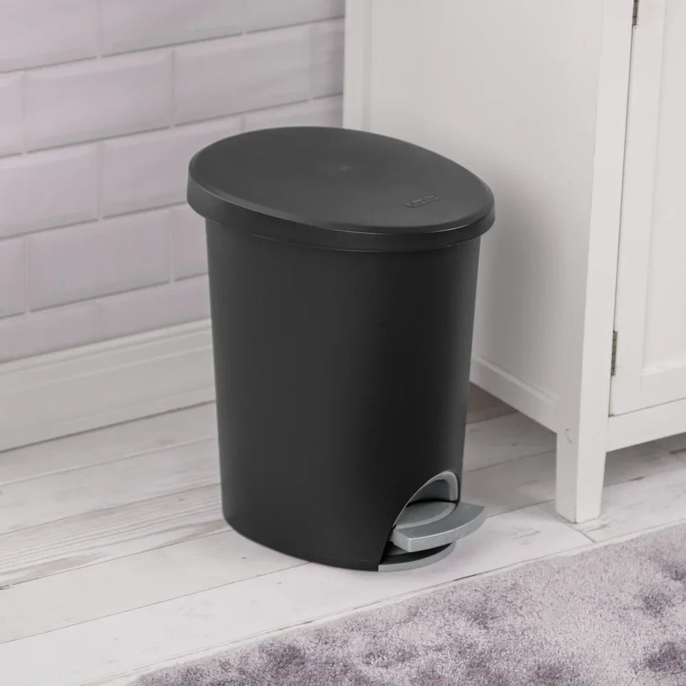 Hands-Free 2.6 Gallon Step-On Plastic Trash Can