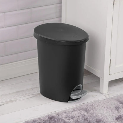 Hands-Free 2.6 Gallon Step-On Plastic Trash Can