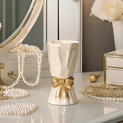 Ceramic White Bow Vase