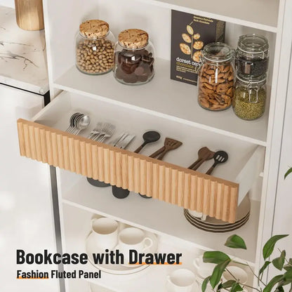 7 Tier Bookshelf with Storage Drawer