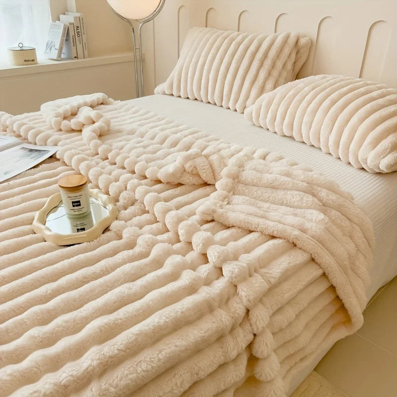 Luxurious Faux Rabbit Fur Throw Blanket