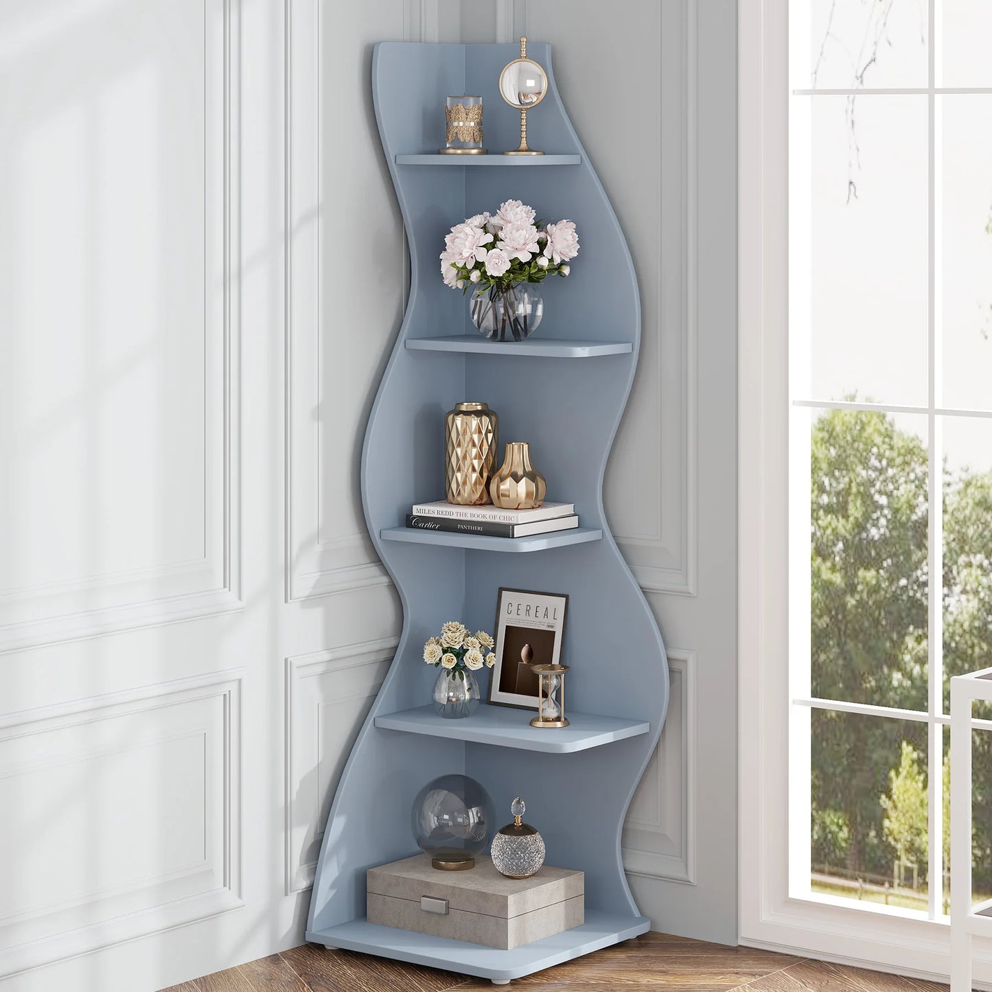5 Tier Corner Shelf, Bookshelf, Plant Stand