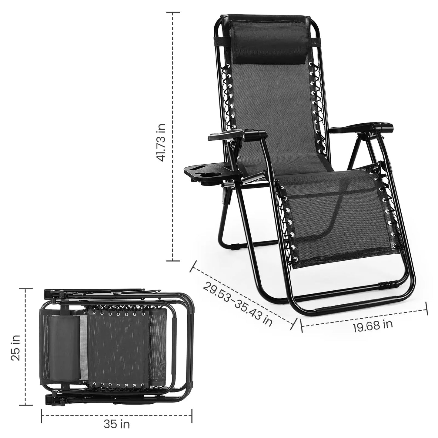 Portable Recliner Chair with Cup Holder&Pillow