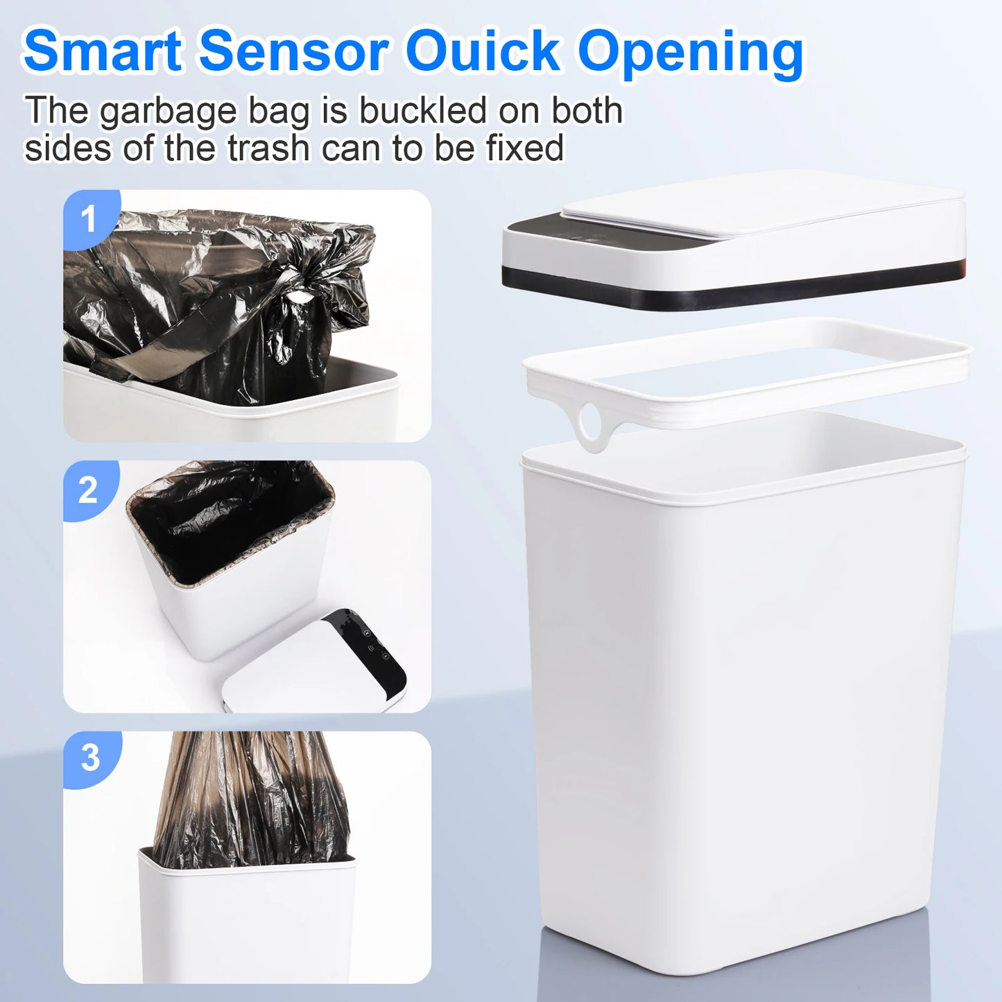 2 Pack  Automatic Trash Cans With Motion Sensor