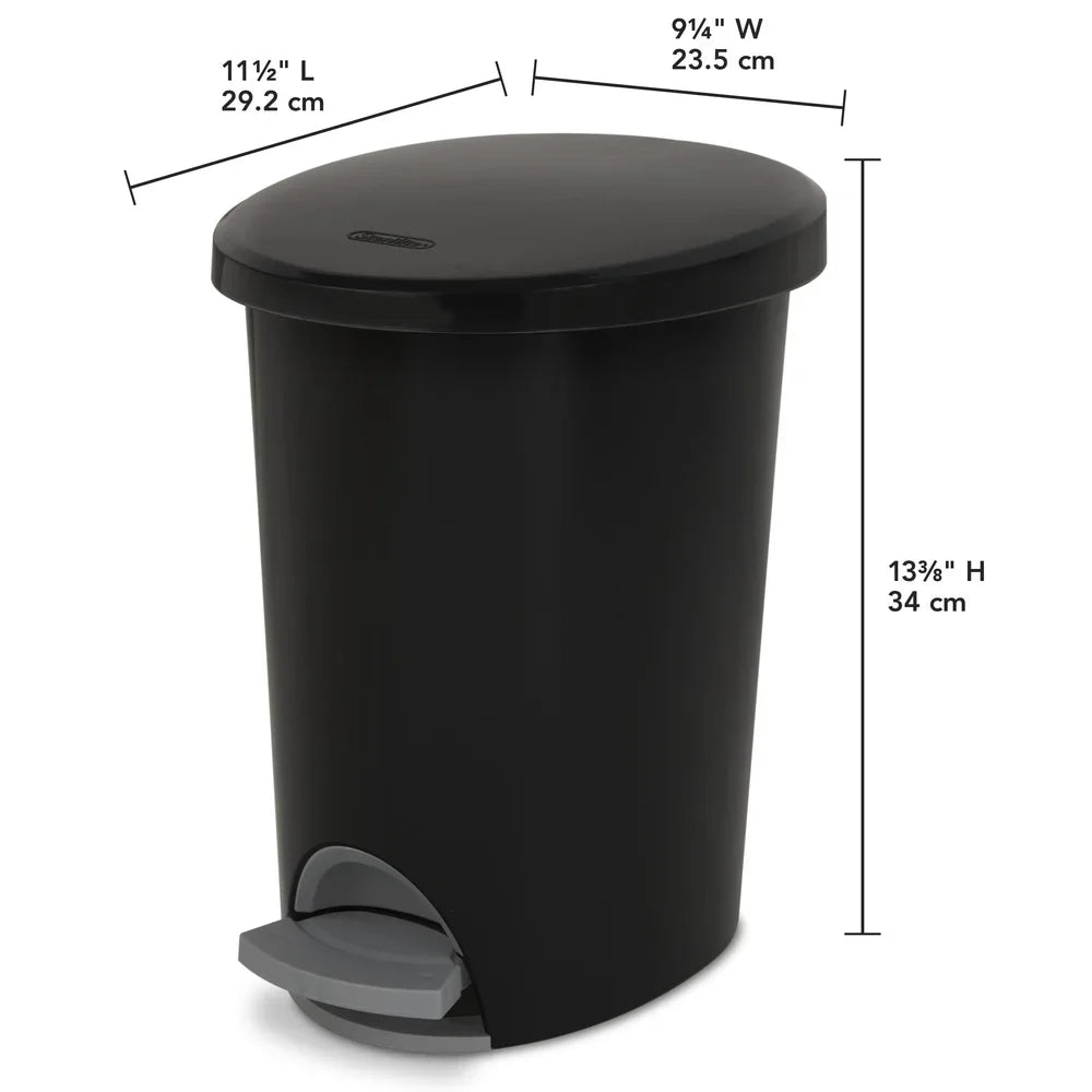 Hands-Free 2.6 Gallon Step-On Plastic Trash Can