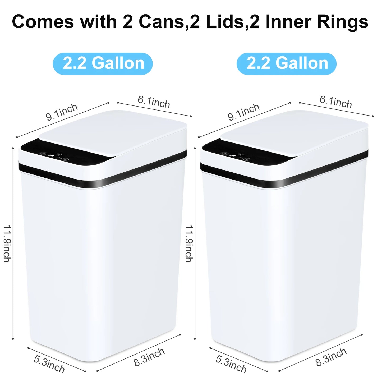 2 Pack  Automatic Trash Cans With Motion Sensor