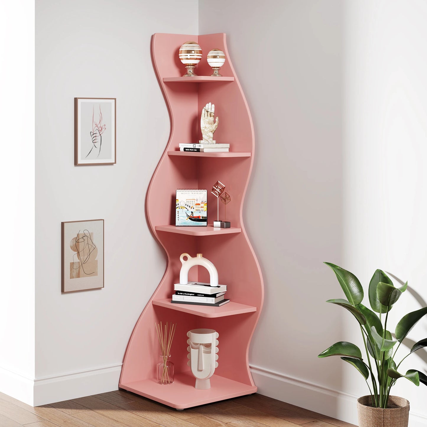 5 Tier Corner Shelf, Bookshelf, Plant Stand