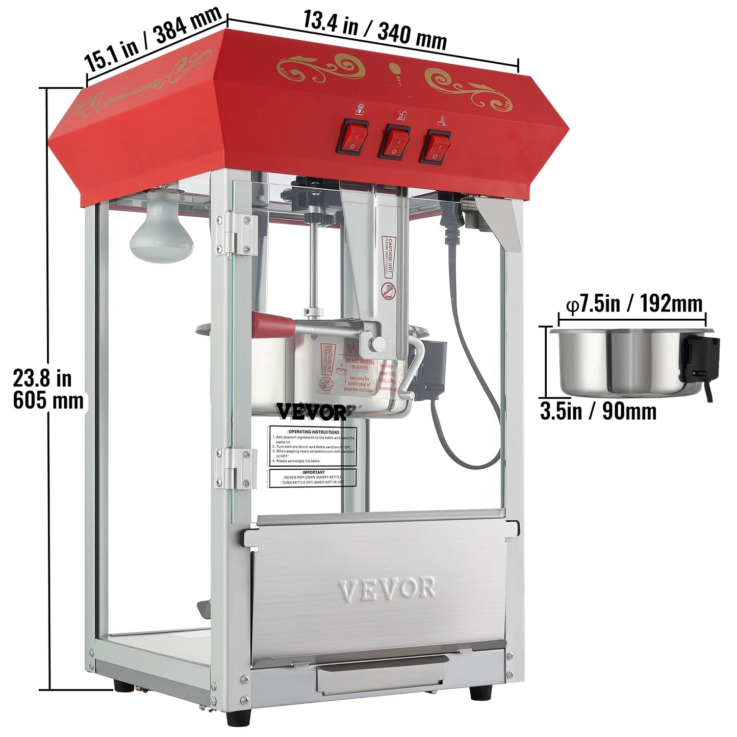 Electric Popcorn Maker  with Scoop Spoon