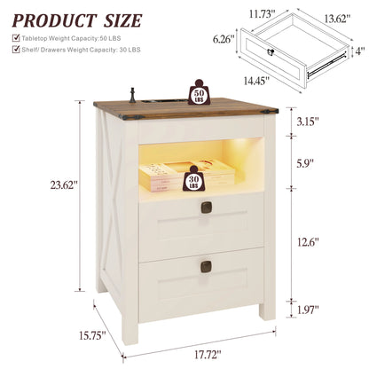 LED Nightstand with Gun Drawer & Invisible Lock