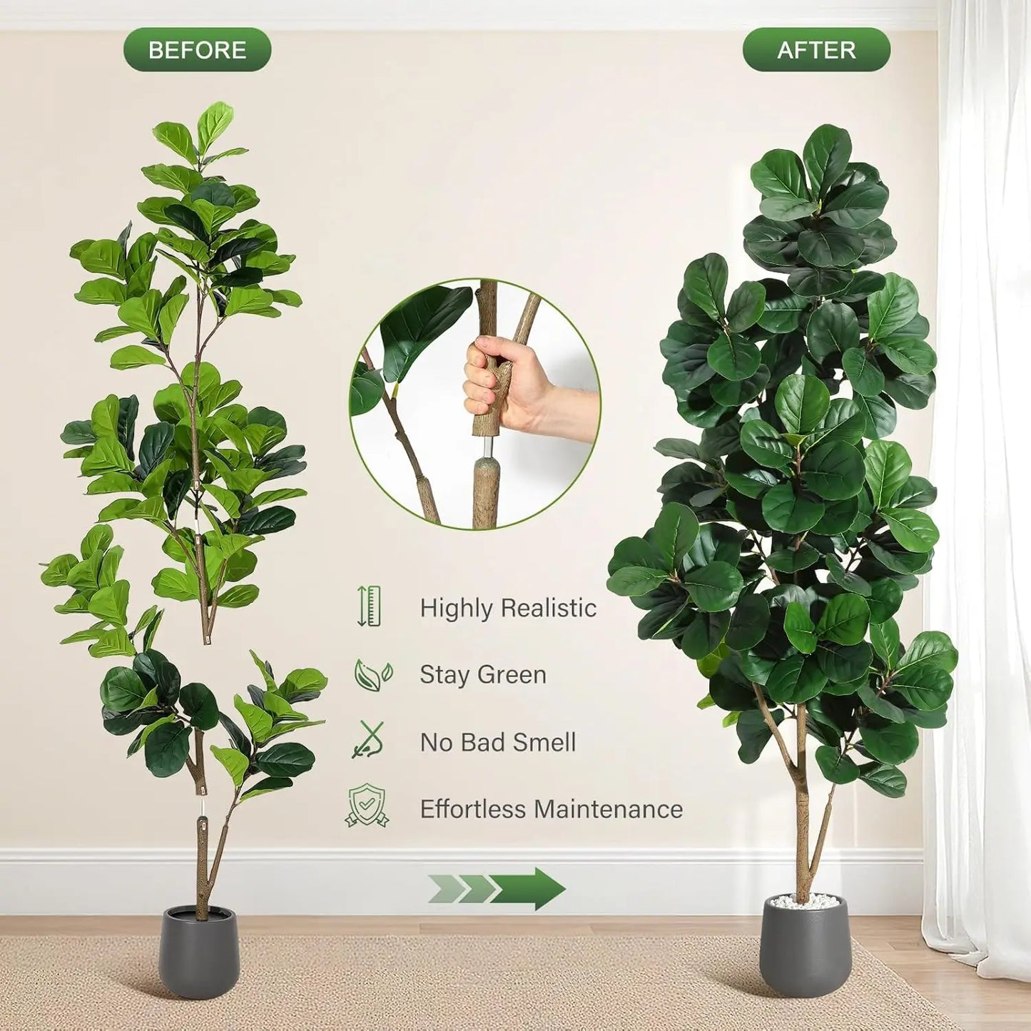 Fiddle Leaf Fig Tree Artificial with Leaves