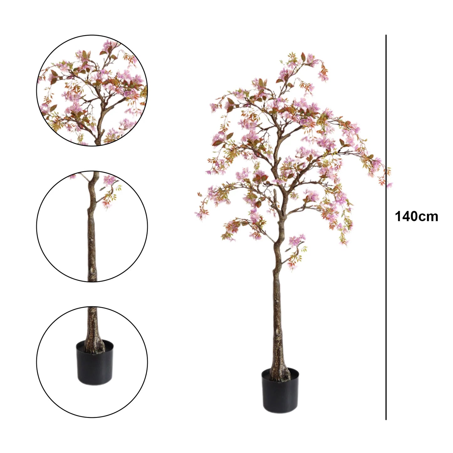 Realistic Potted Silk Begonia Flower Tree