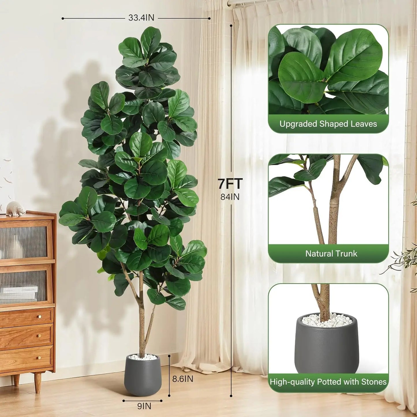 Fiddle Leaf Fig Tree Artificial with Leaves