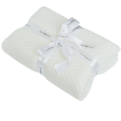 Natural Bamboo Cable Knit Toddler Blanket